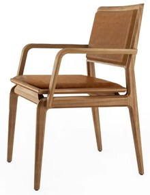 Cadeira com Braço Aria Estofada Base Jequitibá Coleção Bari Tremarin Design by Fernando Sá Motta