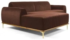 Sofá 320cm 5 Lugares com Chaise Esquerdo Pés Gold Molino C-276 Veludo