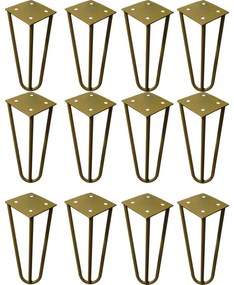 Kit 12 Pés de Metal 15 CM Hairpin Legs Mesas de Centro Puffs Dourado G41