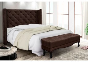 Cabeceira Cama Box Solteiro 90cm e Recamier Vicenza Suede Café S04 - D'Rossi