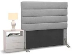 Cabeceira Cama Box Solteiro 90cm Greta Linho Cinza e 1 Mesa de Cabecei