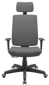 Cadeira Office Brizza Soft Poliester Cinza RelaxPlax Com Encosto Cabeça Base Standard 126cm - 63498 Sun House
