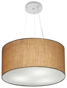 Lustre Pendente Cilíndrico Md-4186 Cúpula em Tecido 45x25cm Palha - Bivolt