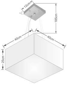 Lustre Pendente Quadrado Vivare Md-4195 Cúpula em Tecido 25/40x40cm - Bivolt