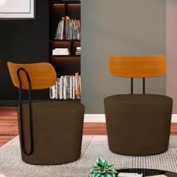Poltrona Decorativa para Sala de Estar Redonda 53cm Le Moon Z32 Veludo