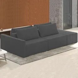 Sofá Ilha Modular com Puff para Sala Living 232cm Georgia K04 Veludo C