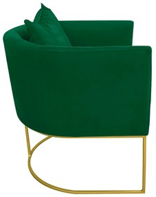 Poltrona Paola Suede Base Metálica Dourado D'Rossi - Verde