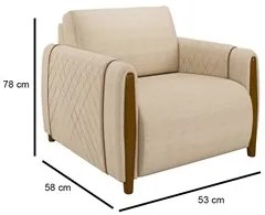 Poltrona Decorativa para Sala de Estar 98cm Amaranto M22 Linho Champan