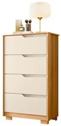 Cômoda Para Quarto 4 Gavetas Luna Flex A02 Carvalho Grife/Off White -