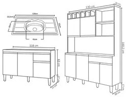 Cozinha Compacta Alice e Balcão Gabinete Com Pia Tatiane 120cm Branco