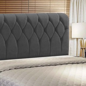 Cabeceira Miami Cama Box Queen 160 cm Suede Grafite D'Rossi