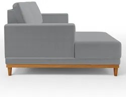 Sofá Living 200cm 3 Lugares Com Chaise Direito Kayrós D05 Bouclê Cinza