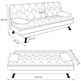 Sofá Cama Sala de Estar 193cm Belinda com Pés Alumínio Veludo Cinza Claro G45 - Gran Belo