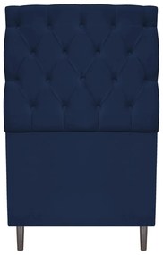 Kit Cabeceira e Calçadeira Liverpool 90 cm Solteiro Suede Azul Marinho - ADJ Decor