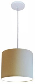 Luminária Pendente Vivare Free Lux Md-4107 Cúpula em Tecido 25x20cm - Algodão-Crú - Canopla branca e fio transparente