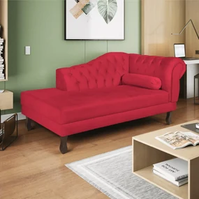 Recamier Diana 185cm Lado Esquerdo Suede Vermelho - ADJ Decor