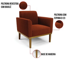 Poltrona Sala Base Madeira Castanho Kit 2 Marisa Bouclê Terra D03 - D'Rossi