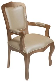 Cadeira Bourbon c/ Braço s/ Aplique - Dourado Soléil - Tecido Facto Pérola Provençal Kleiner