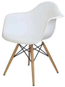 Cadeira Eames com Braco Base Madeira Branco Fosco - 15206 Sun House