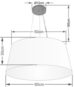 Lustre Pendente Cone Md-4063 Cúpula em Tecido 30/60x50cm Branco - Bivolt