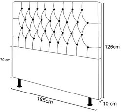 Cabeceira Cama Box King 195cm Diamante Sintético J02 Preto - Mpozenato