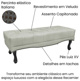 Cabeceira Cama Box Queen 160cm e Recamier Vicenza Veludo Prata S04 - D'Rossi
