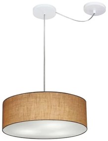 Lustre Pendente Cilíndrico Com Desvio de Centro Vivare Md-4255 Cúpula em Tecido 40x15cm - Bivolt