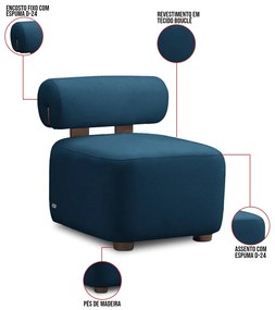 Poltrona Decorativa para Sala Helora Bouclê Azul Marinho E03 - D'Rossi