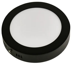 Plafon Led Sobrepor Redondo Preto 12W Yamamura - LED BRANCO FRIO (6000K)