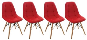 Conjunto 4 Cadeiras Eames Eiffel Botonê - Vermelho