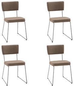 Kit 4 Cadeiras de Jantar Decorativa Base Aço Preto Luigi Linho Bege G17 - Gran Belo
