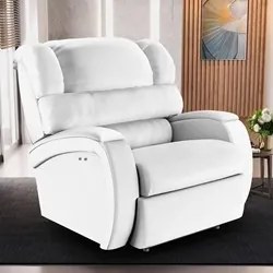 Poltrona do Papai Reclinável Kalie Power Touch Massagem FH9 PU Branco