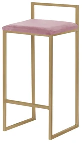 Banqueta Decorativa Selena Base Gold Veludo Rosê G41 - Gran Belo