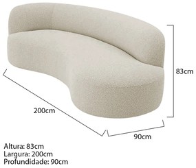 Divã Recamier Orgânico Tokyo 200cm Lado Direito Bouclé - ADJ Decor