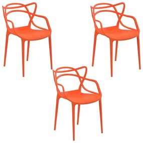 Kit 3 Cadeiras Decorativas Sala e Cozinha Feliti (PP) Laranja G56 - Gran Belo