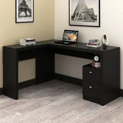 Mesa Para Escritório 2 Gavetas ME4129 Preto - Tecno Mobili