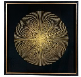 Quadro Decorativo Linha Dourado e Preto 80x80x5 cm - D'Rossi