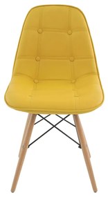 Cadeira para Sala de Jantar Eiffel Eames Botonê Amarelo Base Madeira - D'Rossi