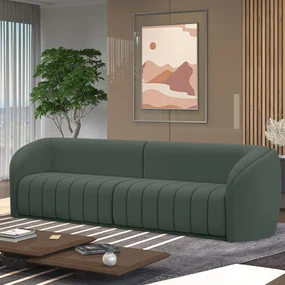 Sofá Decorativo Sala de Estar 292cm Adam 4 Lugares Veludo Cinza G45 - Gran Belo