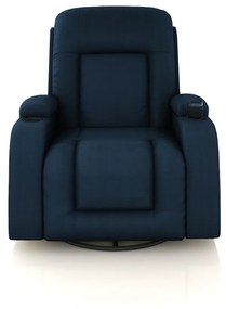 Poltrona do Papai Reclinável Giratória e Balanço Sala de Cinema Crihs Manual Glider PU Azul G23 - Gran Belo