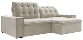 Sofá Retrátil 254 cm Sala de Estar Gabi Suede Bege G52 - Gran Belo