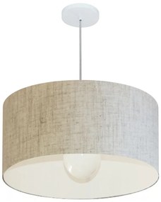 Lustre Pendente Cilíndrico Md-4207 Cúpula em Tecido 55x25cm Rustico Bege - Bivolt