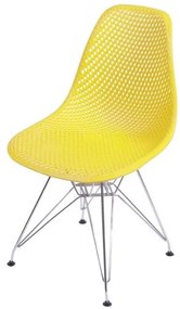 Cadeira Eames Furadinha cor Amarela com Base Cromada - 54700 Sun House