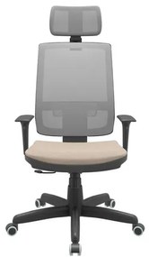 Cadeira Office Brizza Tela Cinza Com Encosto Assento Poliester Fendi RelaxPlax Base Standard 126cm - 63667 Sun House