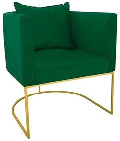 Kit 02 Poltronas Paola Suede Verde Base Metálica Dourado - D'Rossi