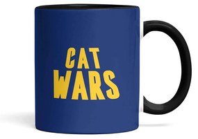 Caneca Cat Wars Azul com Alça Preta