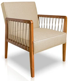 Poltrona Havaí SPZ Decorativa Sala Linho - ADJ Decor