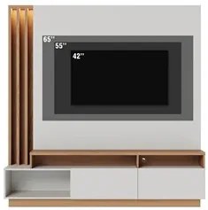 Estante Home Theater para TV 75 Pol. com LED 180cm Maitê C05 Off White