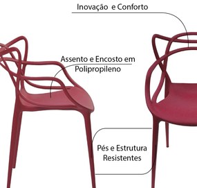 Kit 5 Cadeiras Decorativas Sala e Cozinha Feliti (PP) Cereja G56 - Gran Belo