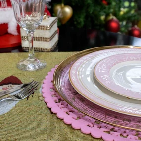 Lugar Americano de Natal Redondo Avulso 1un Rosa Claro 35cm - D'Rossi